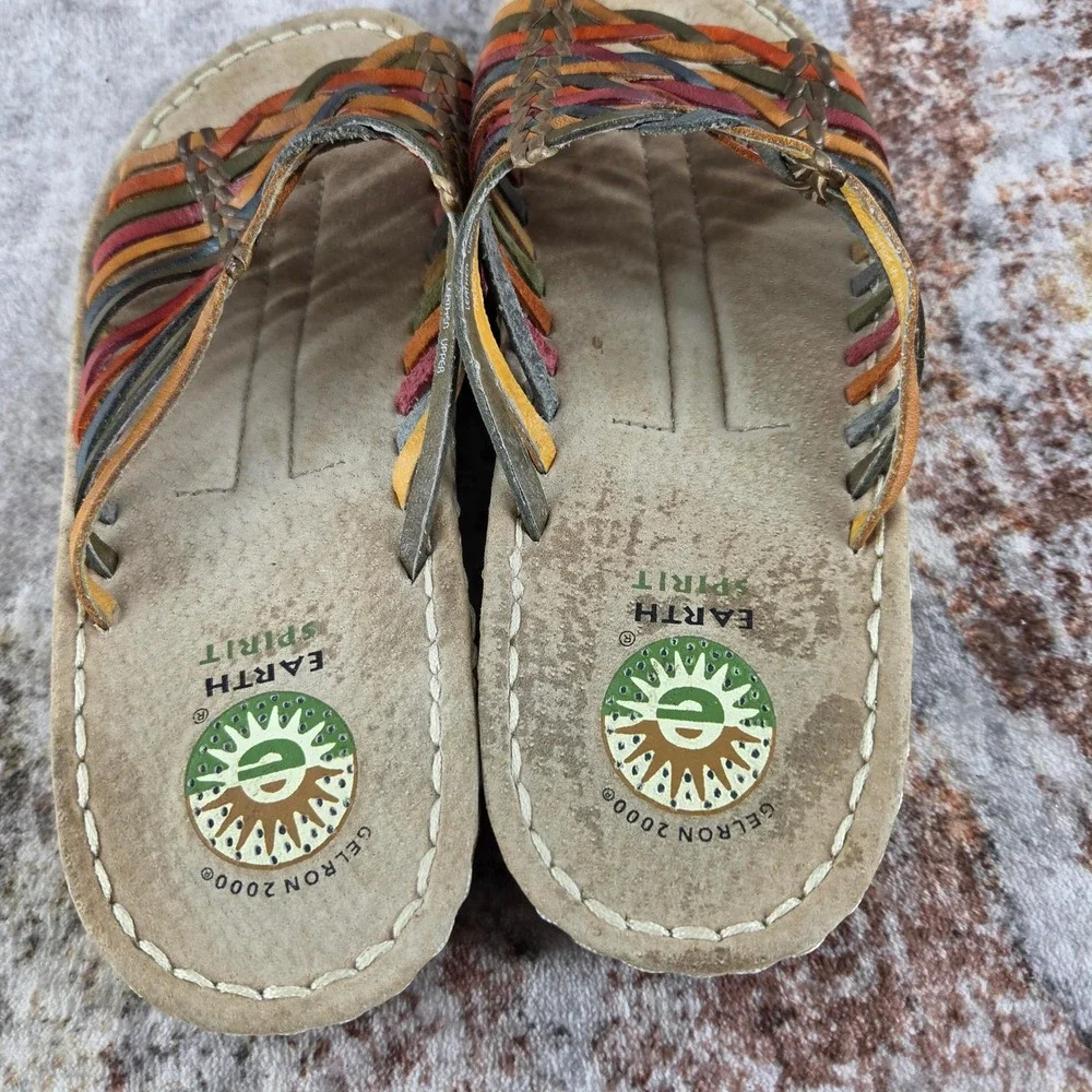 Earth Spirit Calhoun Gelron 2000 Slide Sandals Women 7.5 Woven Leather‎ Huarache